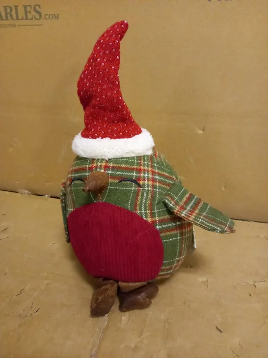 26 CM TARTAN ROBIN CHRISTMAS DOOR STOP RRP £12.99