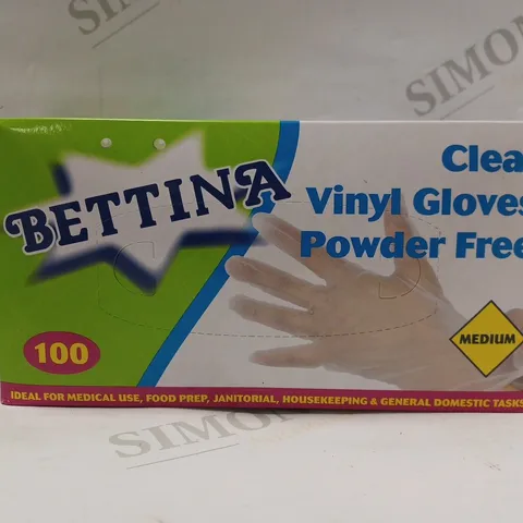 BOX OF APPROX 5 BETTINA XL BETTINA 100 PC CLEAR VINYL GLOVES