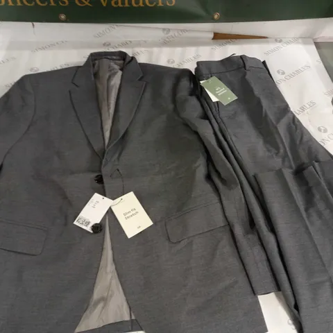 H&M SLIM FIT STRETCH GREY SUIT JACKET AND TROUSERS - UK 40R