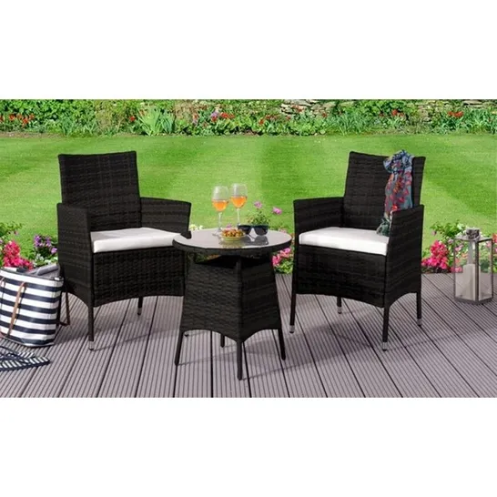 BOXED GAZIT ROUND 2-PERSON 53CM LONG BISTRO SET WITH CUSHIONS IN BLACK (1 BOX)