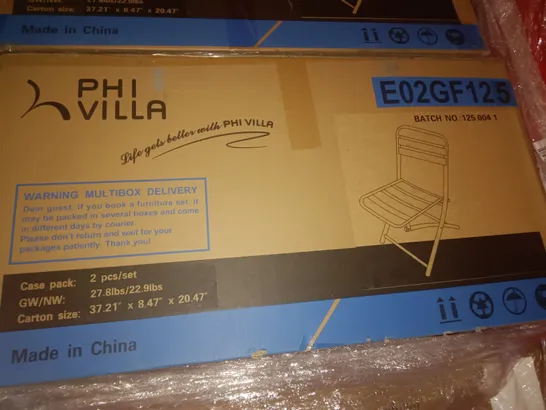 PALLET CONTAINING 7 BOXED PHI VILLA 2-PACKS OF CHAIRS