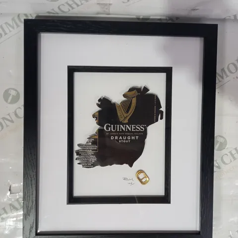 BLACK MOUNTED INLAY BOX FRAME - GUINNESS SHAPED IRELAND CAN ART - BH 103