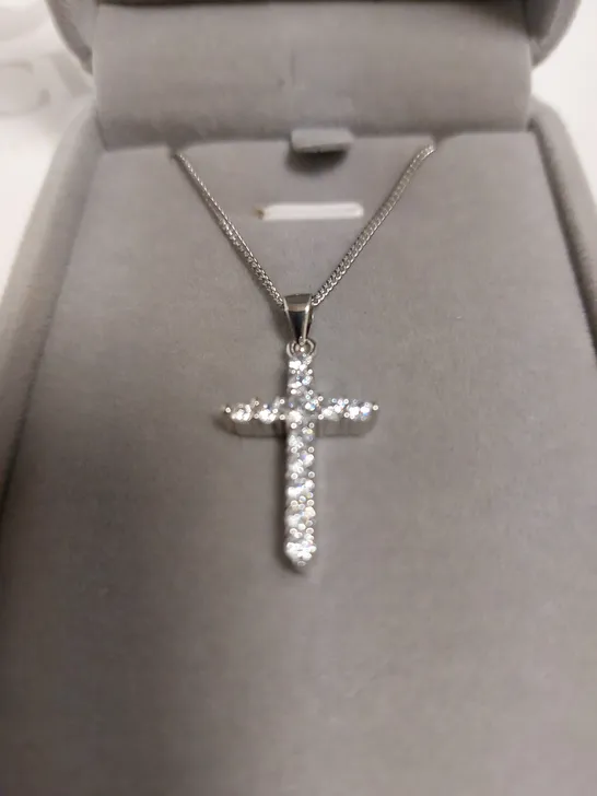 BOXED SAY IT WITH DIAMONDS STERLING SILVER 0.10CT DIAMOND CRUCIFIX NECKLACE