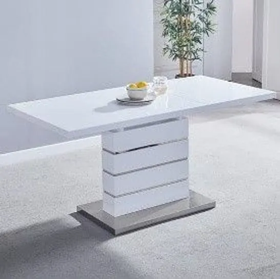 BOXED PARINI EXTENDABLE DINING TABLE RECTANGULAR IN WHITE GLOSS (3 BOXES)