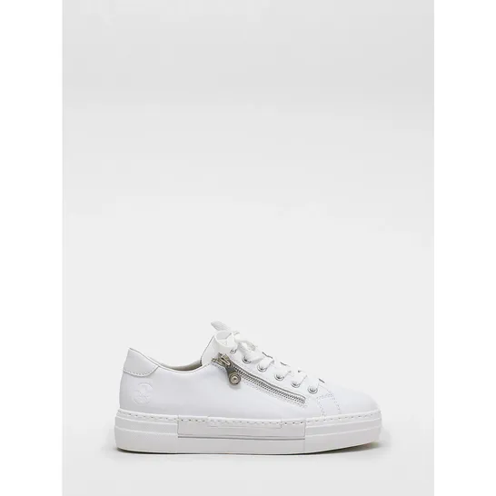 RIEKER LEATHER WHITE PLATFORM TRAINER IN WHITE SIZE 6