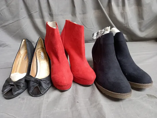 APPROXIMATELY 10 ASSORTED PAIRS OF SHOES IN VARIOUS COLOURS, STYLES, AND SIZES