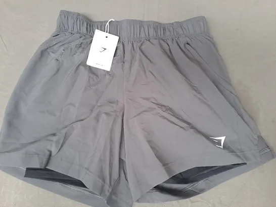 GYM SHARK SPORT 5' SHORTS 2-IN-1 IN GREY/BLACK SIZE MEDIUM