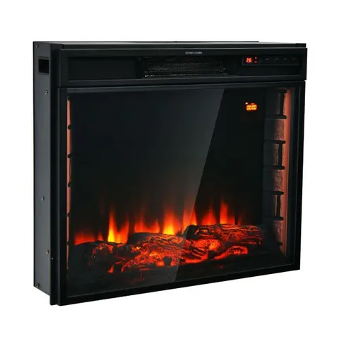 BOXED COSTWAY RECESSED ELECTRIC FIREPLACE WITH 7 FLAME COLOURS AND TIMER FUNCTION