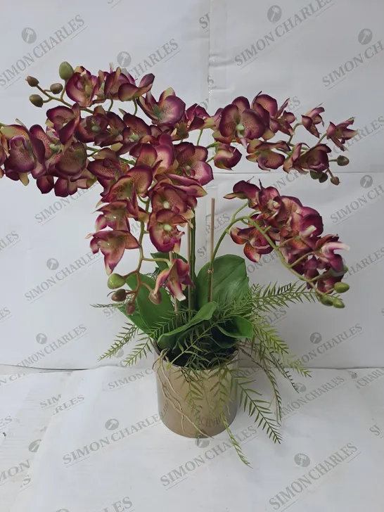 ARTIFICIAL HOUSE PLANT IN METALLIC GOLD POT