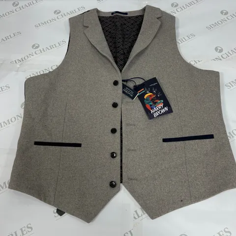 HARRY BROWN WEDDING WOOL MIX SLIM FIT WAISTCOAT IN LIGHT GREY SIZE 44