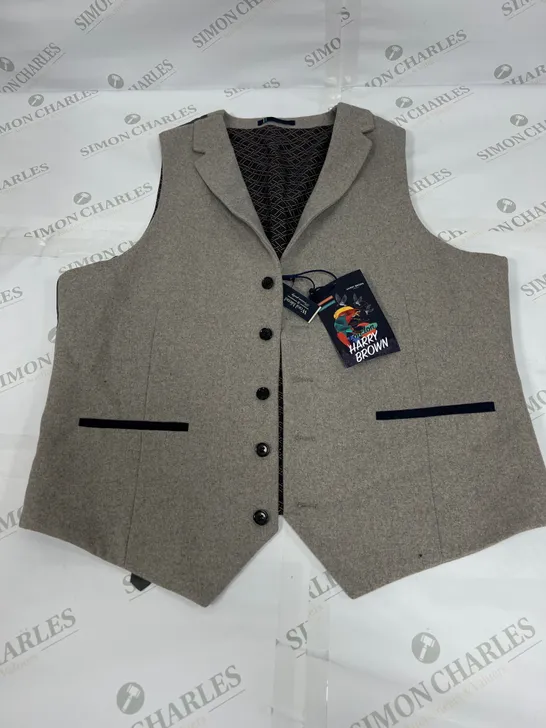 HARRY BROWN WEDDING WOOL MIX SLIM FIT WAISTCOAT IN LIGHT GREY SIZE 44