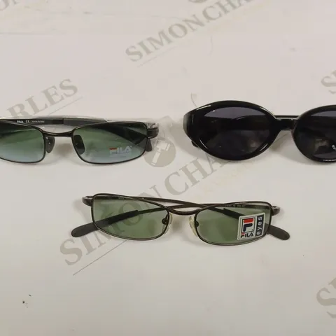 APPROXIMATELY 10 X ASSORTED FILA BRANDED SUNGLASSES. MODELS INCLUDE SF8525, SF8187, SF8134 ETC 