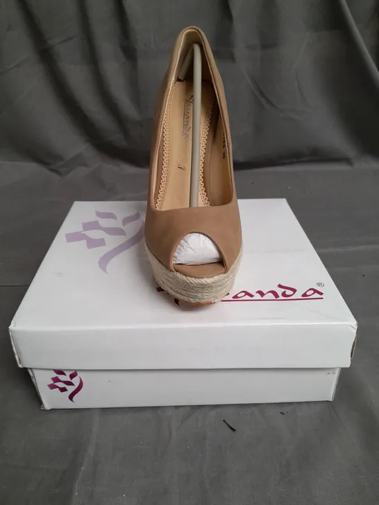 AVANDA LADIES HIGH HEELED PEEP TOE BEIGE SHOES SIZE EU 36