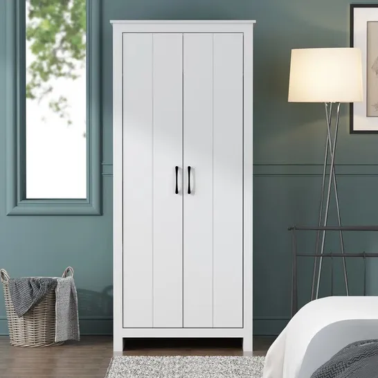 BOXED LIMESTONE 2 DOOR MANUFACTURED WOOD WARDROBE - WHITE (1 BOX)