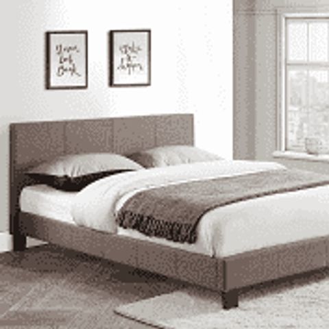 BOXED 135CM BERLIN FABRIC GREY BED (2 BOXES)