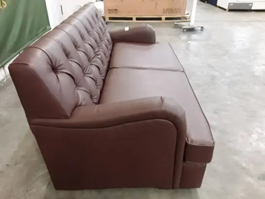 QUALITY DESIGNER FOXCOTE 3 SEATER SOFA BED - BROWN LEATHER