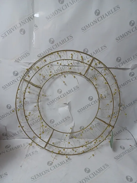 BOXED SARA DAVIES GOLD PRE-LIT BEADED WREATH