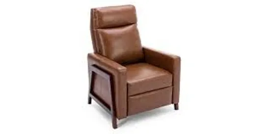 BOXED DESIGNER RILEY PUSHBACK RECLINING TAN FAUX LEATHER EASY CHAIR (1 BOX)