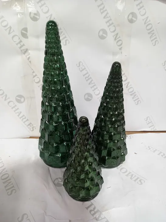 ALISON CORK SET OF MERCURY GLASS TREES - GREEN