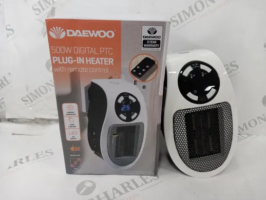 DAEWOO 500W DIGITAL PLUG IN HEATER