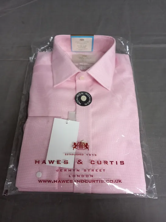 HAWES & CURTIS FITTED SLIM SHIRT IN PINK & WHITE SIZE 14.5/33