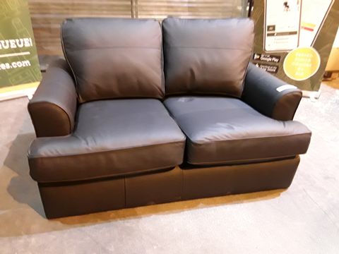 DESIGNER BROWN FAUX LEATHER TWO SEATER SOFA