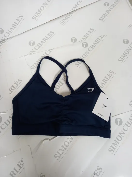 GYM SHARK RUCHED SPORTS BRA - NAVY - S/M SUPPORT 