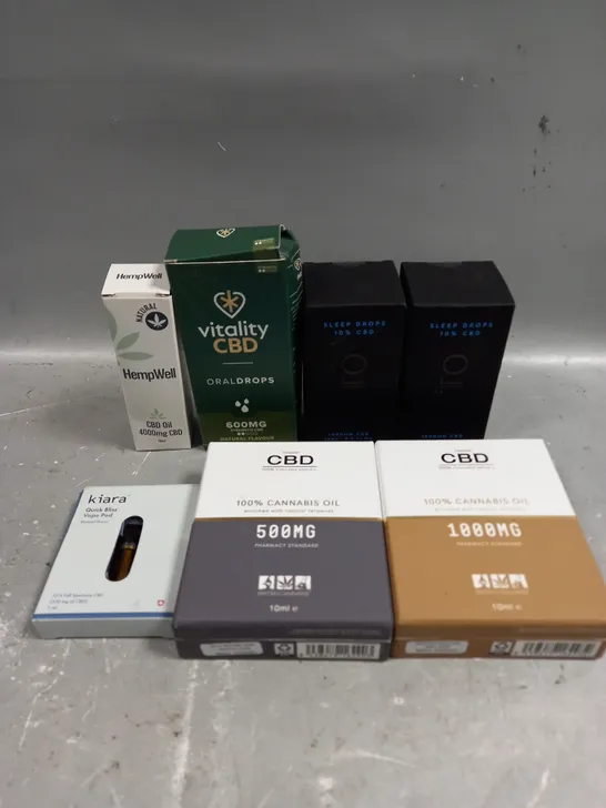 7 X ASSORTED CBD SUPPLEMENT PRODUCTS TO INCLUDE, VAPE POD, OIL, ORAL DROPS ETC - COLLECTION ONLY 