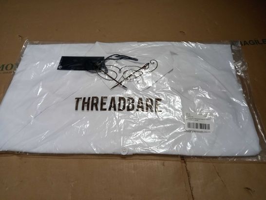 BAGGED THREADBARE OVERSIZED BALLOON SLEEVE SHIRT DRESS IN WHITE - UK 14