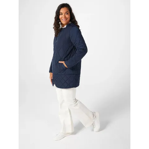 CENTIGRADE MIXED QUILTING MID LENGTH JACKET IN NAVY SIZE S