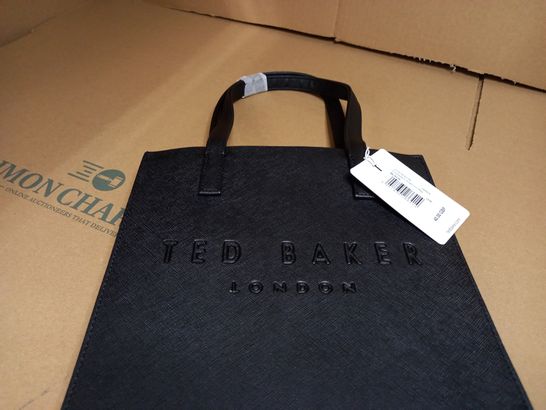 TED BAKER BLACK/LOGO CROSSHATCH SMALL ICON BAG