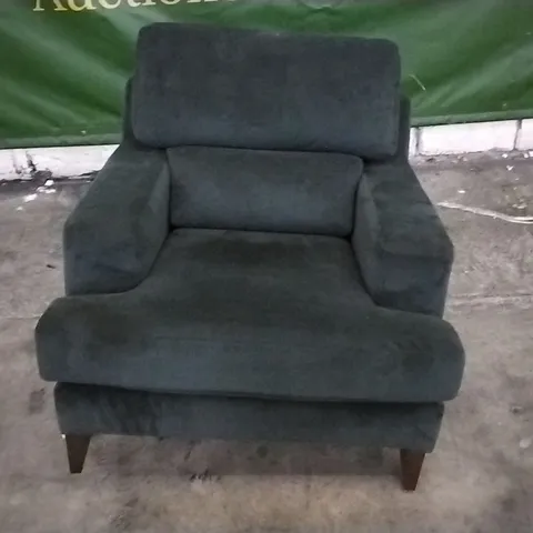 THE LOUNGE COMPANY DARK GREEN PLUSH VELVET ARMCHAIR 