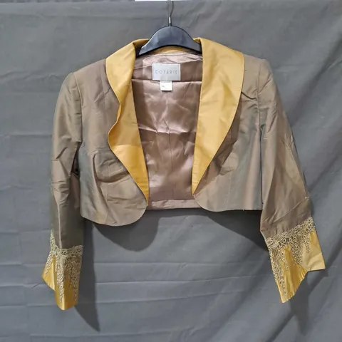 COTORIE BOLERO JACKET GOLD SIZE 10