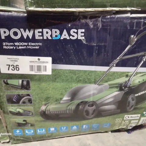 BOXED PO37CM 1600W ELECTRIC ROTARY CORDED LAWN MOWER