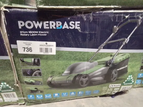 BOXED PO37CM 1600W ELECTRIC ROTARY CORDED LAWN MOWER