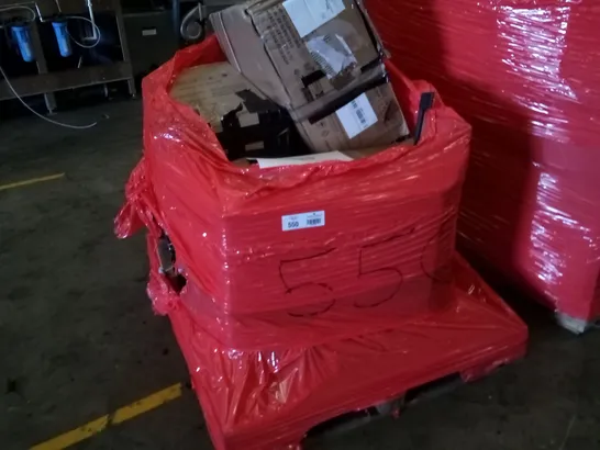 PALLET OF ASSORTED ITEMS INCLUDING GAMING CHAIR, BLACK MESH CHAIR