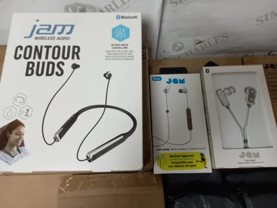 LOT OF 23 ASSORTED BOXED AS NEW JAM WIRELESS EARPHONES - VARIOUS STYLES