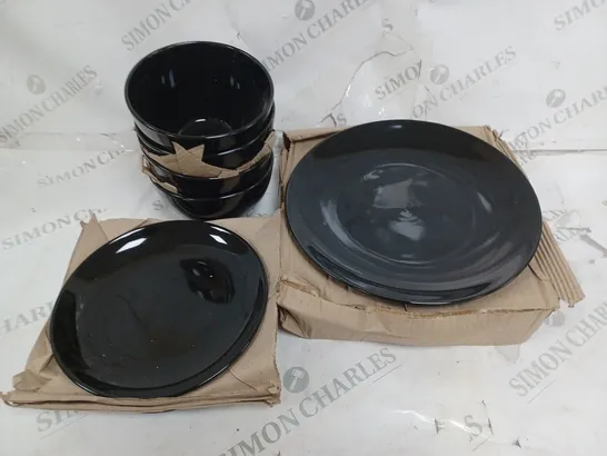 12-PIECE BLACK DINNERWARE SET