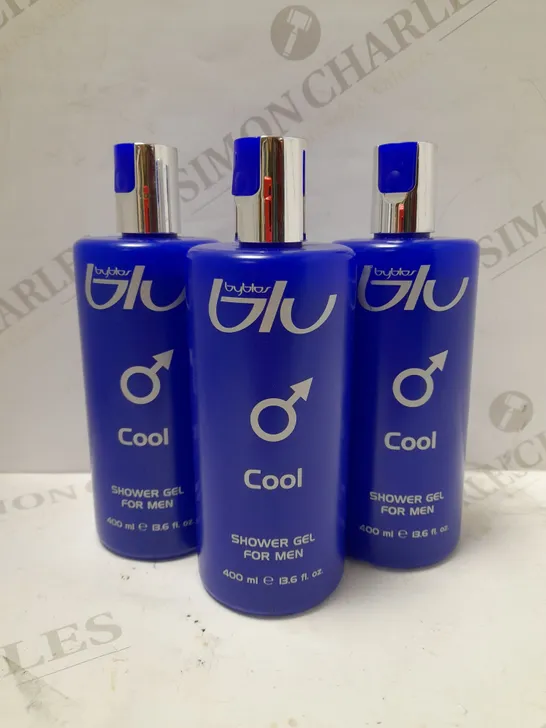 LOT OF APPROX 24 X 400ML BYBLOS BLU COOL SHOWER GEL FOR MEN