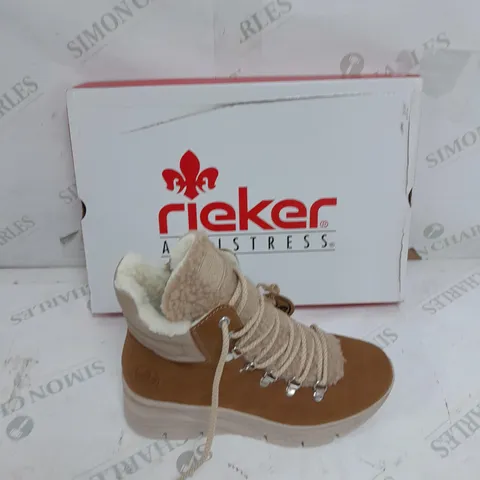 BOXED RIEKER CHUNKY BOOT IN BROWN SIZE 4