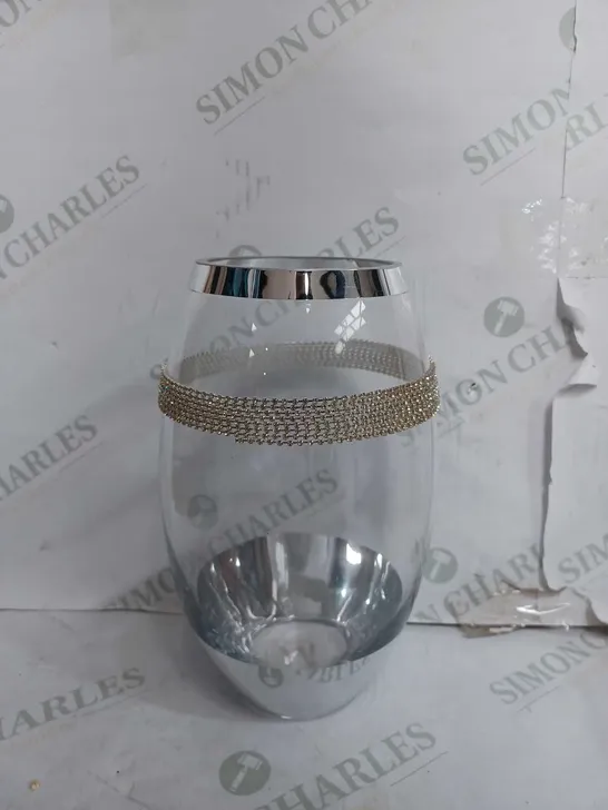 JM BY JULIEN MACDONALD GLASS VASE WITH CRYSTAL ACCENT