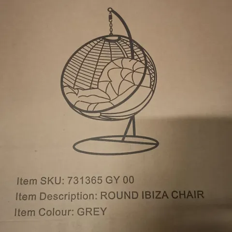 BOXED ROUND IBIZA CHAIR IN GREY - 1 BOX
