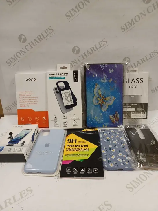 LOT TO CONTAIN APPROX 25 X ASSORTED PHONE ACCESSORIES, INCLUDES PHONES CASES, SCREEN PROTECTORS, TABLET CASES. WIRELESS MICROPHONE ETC 