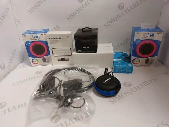 BOX OF ASSORTED ELECTRICAL ITEMS TO INCLUDE HEADPHONES, BLUETOOTH SPEAKERS AND PORTABLE WIFI ROUTERS