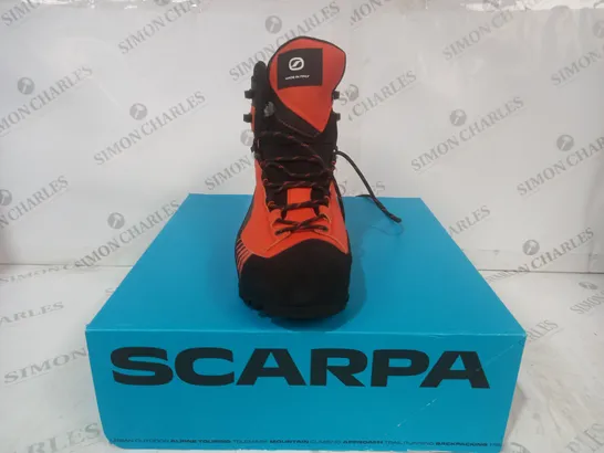 BOXED PAIR OF SCARPA RIBELLE LITE HD BOOTS IN ORANGE UK SIZE 7.5