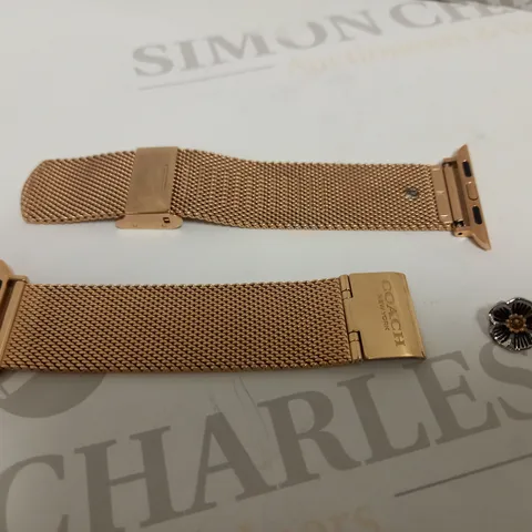 COACH IONIC ROSE GOLD PLATED STAINLESS STEEL APPLE WATCH STRAP