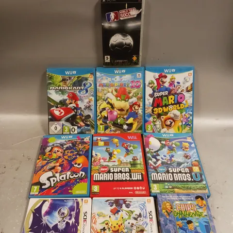 10 X ASSORTED VIDEO GAMES TO INCLUDE SPLATOON, MARIO PARTY 10, POKEMON MOON ETC 