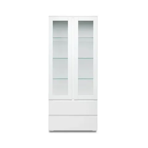 HILARY DISPLAY CABINET IN WHITE WITH 2 GLASS DOORS 191X80CM (2 BOXES)