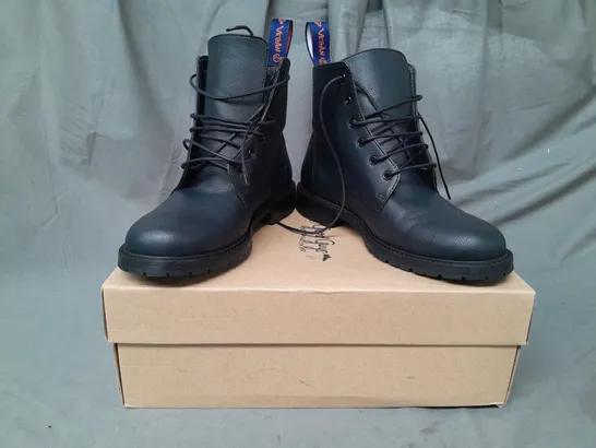 BOXED PAIR OF GOOD GUYS GO VEGAN ANKLE BOOTS IN BLACK SIZE EU 40