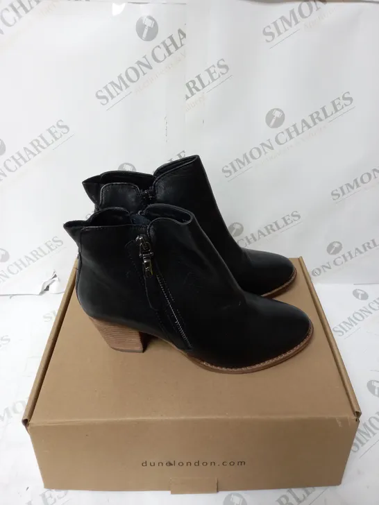 BOXED DUNE PAICE ZIP UP ANKLE BOOT - BLACK - SIZE 6